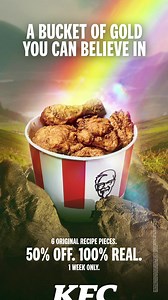 20K views · 12 reactions | The KFC Bucket of Gold. 6 pieces of original recipe chicken. 50% off. Available until 17th March. | KFC | Facebook