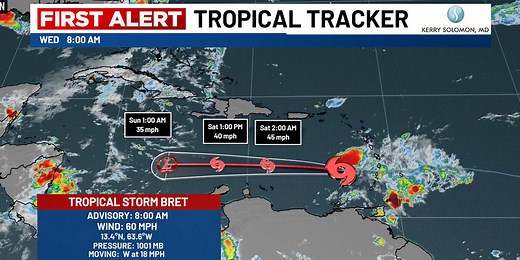 Remnants of Cindy dissipate over central Atlantic