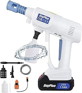 120W Cordless Power Washer Portable Pressure Washer Cordless Jet Washer for Patios and Cars, 6 in 1 Nozzle, Foam Pot, 16.4FT Hose, Battery and Charger Included