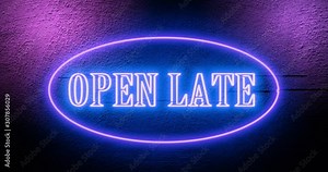 Open late sign means 24-hour service always open around the clock. Help desk or commercial area for support and assistance - 4k