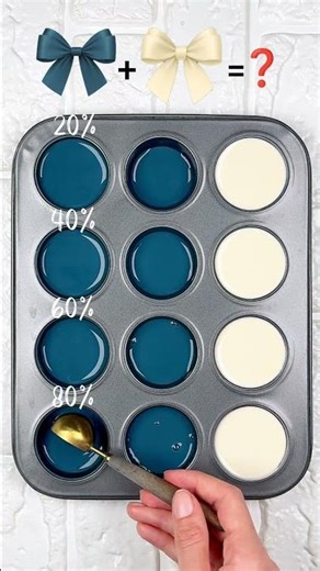 Mixing Navy Teal+ Soft Cream in 4 Ratios | Pastel Aqua Gradient Color Palette #colormixing #colormix