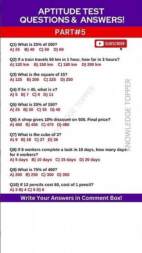 Aptitude Test Preparation | Aptitude Test Assessment Questions and Answers