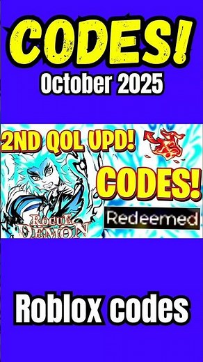 ⚙️ NEW 2ND QOL UPDATE CODES! 🔥 Roblox Rogue Demon Codes (October 2025) #Shorts