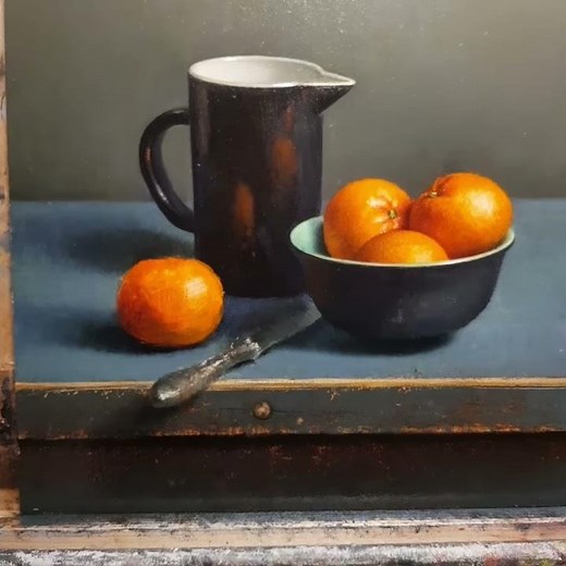 Still life painting in progress