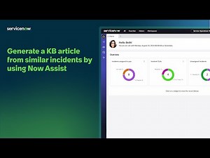 Generate a KB article from similar incidents by using Now Assist
