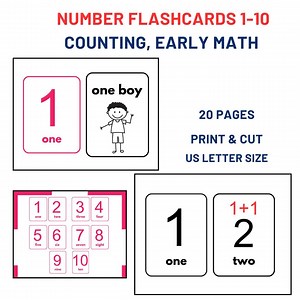 Counting Flashcards 1-10—printable Number Cards for Preschool & Homeschool - Etsy UK