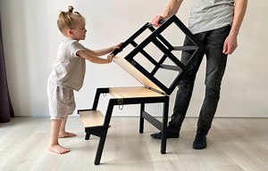 Convertible Learning Stool: Montessori Kitchen Step Stool & Kids Table CV 18 - Etsy