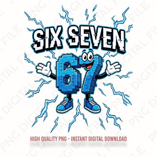 Steal A Brainrot Six Seven Meme PNG, Lego Style 67 Character, Italian Brainrot Gaming Graphic, Gen Alpha Slang, Kids Viral Trend Sublimation - Etsy