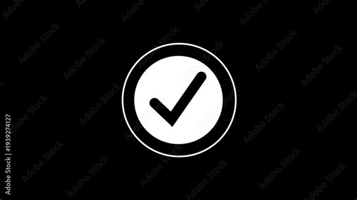 Check Mark Animation 4K – Approval Tick Motion Graphic. Verified Check Mark Icon Animation, Success Tick Symbol Motion Graphic. Task Complete Check Animation, Approval Tick Mark Animation.
