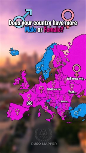 Does your country has more Males or female? #history #geographythroughmaps #geography #mapper #map