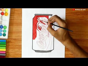 How to draw Coca Cola Can | Draw Cold Drink Can
