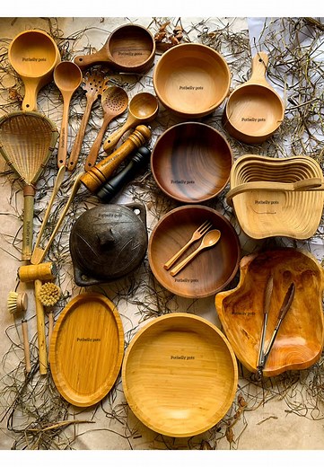 Clay Cooking Pots and Wooden Utensils in Ghana