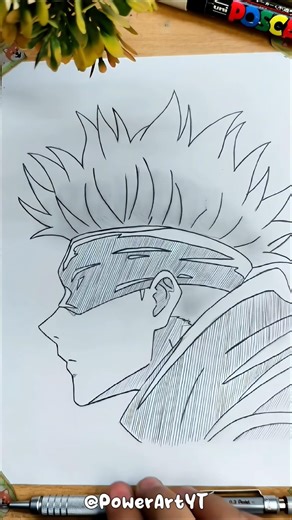 Drawing Gojo satoru Side profile ✨ #jjk #gojo #イラスト #イラストメイキング #howtodraw