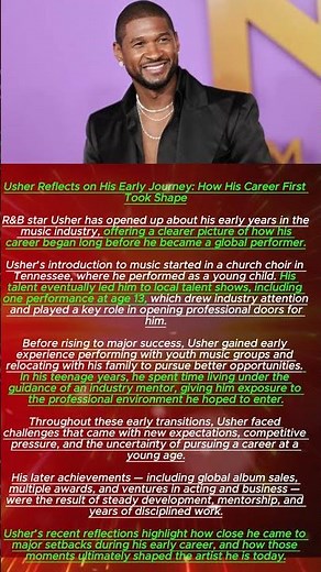 Usher Reflects on His Early Journey: How His Career First Took Shape