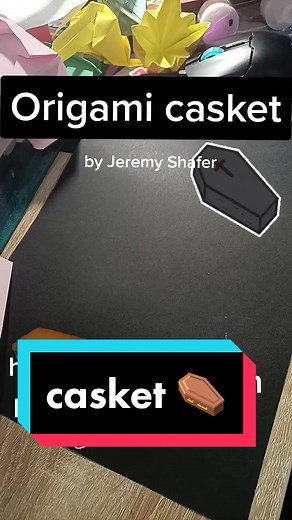 Origami Casket and Coffin by Jeremy Shafer: Paper Hinged Lid Box for Halloween Decoration