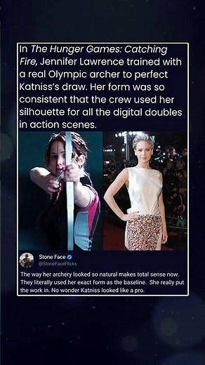 In The Hunger Games: Catching Fire, Jennifer Lawrence trained with a real Olympic archer