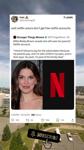 Millie Bobby Brown reveals she still uses her parents' Netflix account. #strangerthings #fypシ