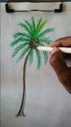 Beautiful Coconut Tree Drawing with Pastel Chalk Colour | Easy Art Tutorial for Beginners