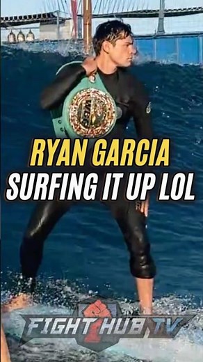 WTF😂Ryan Garcia SURFING with WBC belt after Barrios win!