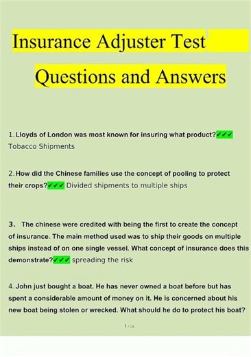 Latest Insurance Adjuster Test Questions And Answers Verified Answers By Expert video