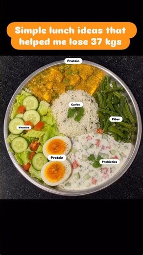 No fancy diets | No expensive foods | Balanced homemade Lunch | Protein +veggies+controlled portions