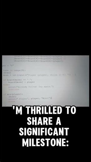 Day:-22 of learning coding from beginning to next level aaj mein ne python mai ti tac gamebN ya#like