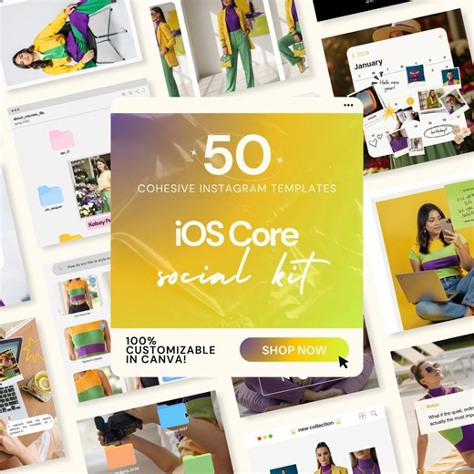 Ios Core Instagram Content Bundle, Ios Templates, Trendy Post, Digital Marketer, Viral Aesthetic, Post Ideas for Ios Apple, Aesthetic Canva - Etsy