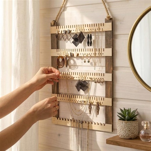 Jewelry Wall Storage, Jewelry Wall Holder, Jewelry Wall Organizer, Earring Holder Organizer, Jewelry Wall Hanger, Earring Wall Display - Etsy