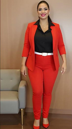 🔥 Confident & Classy: Red Power Suit Look for the Modern Businesswoman | Elegant Office Style | #yt