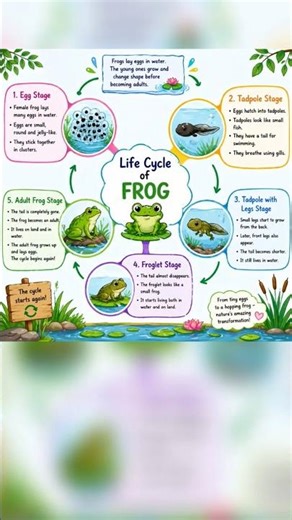 The amazing life cycle of a frog—nature’s transformation story! 🐸🔄”“From spawn to froglet to adult