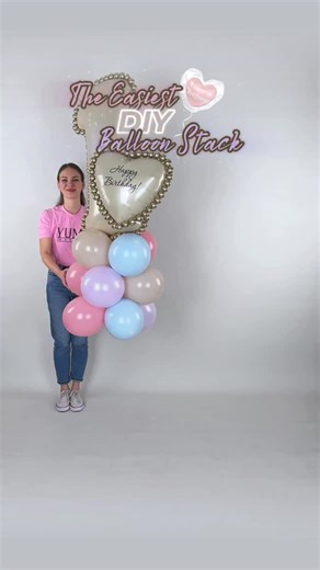 🎈┊ Yumi Market - worldwide balloons wholesale on Instagram: "The Easiest DIY Balloon Stack 🤍 Thank you for the inspiration @chercandoit 😊 ✈️ Worldwide shipping available 💻 Our website: Yumi.market #balloons #balloondecor #balloontutorial #balloontips #partydecor"