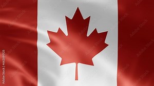 Canada flag is waving 3D animation. Canada flag waving in the wind. National flag of Canada. Flag seamless loop animation 4k.