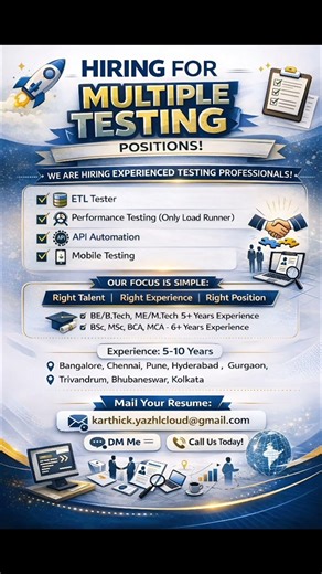 Immediate Hiring 🔥 | Multiple Testing Roles | Apply Now