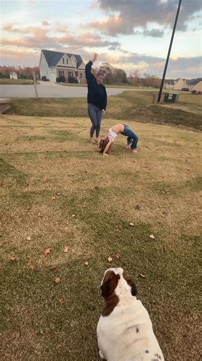 1.1K views · 23 reactions | Whether we’re in the gym, in the kitchen, or out in the yard playing, this girl is always tumbling! 冀 We’ve been working on her front limber for weeks, and she finally nailed it! So proud of her determination and love for acro — she’s definitely my mini-me in every way! ✨ | Acro by Mrs Kierstin | Facebook