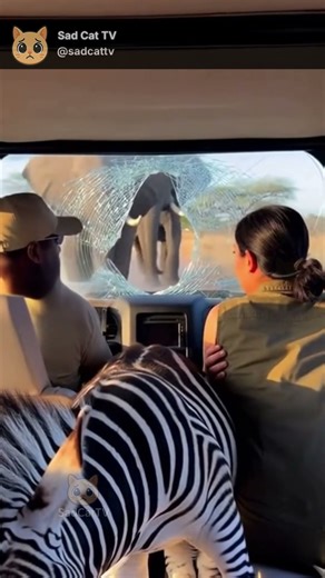 Zebra Jumps Through Car Window To Escape Lions! 😱🦓