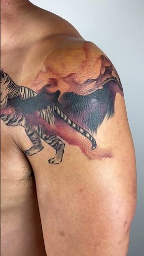 Watercolor tiger tattoo by tattooartist_jing
