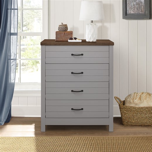 Lancaster Wood 4 Drawer Dresser, Gray, by Hillsdale Living Essentials
