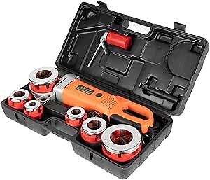 Electric Pipe Threader, 2300W Pipe Threading Machine with 6 Dies, Heavy-Duty Hand-held Pipe Threader Machine with Copper Motor, 1/2-Inch to 2-Inch Pipe Threading Die Heads