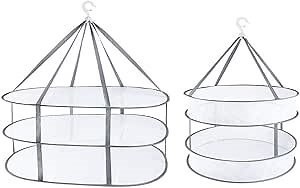 FGY 3-Tier & 2-Tier Mesh Clothes Drying Rack Folding Sweater Drying Rack