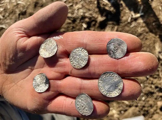 Metal detectors in hand, 2 men uncover giant hoard of ancient coins