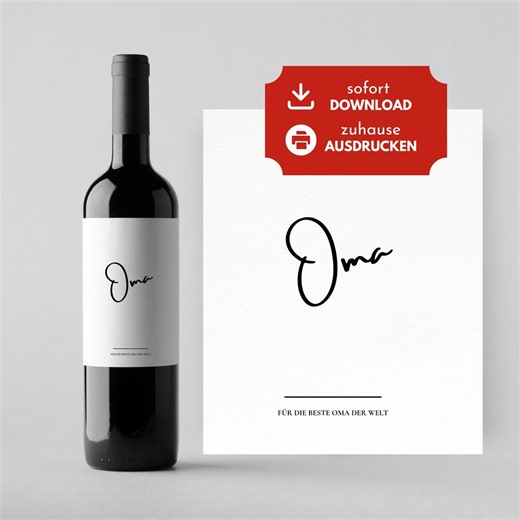 Wine Label "grandma" | Gift for Grandma | Grandmother | Best Grandma in the World | Bottle Label in German | Birthday, Mother's Day | PDF Instant Download - Etsy