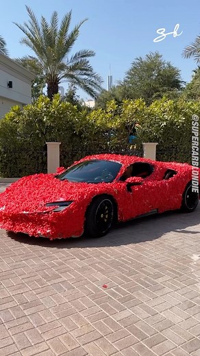 Find yourself someone who covers a Ferrari SF90 in 40,000 rose petals for Valentine’s Day🌹❤️‍🔥 #valentines #supercar #roses #sf90 #ferrari | Supercar Blondie