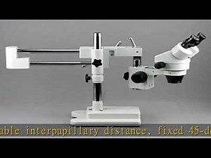 AmScope SM-4B Professional Binocular Stereo Zoom Microscope, WH10x Eyepieces, 7X-45X Magnification,