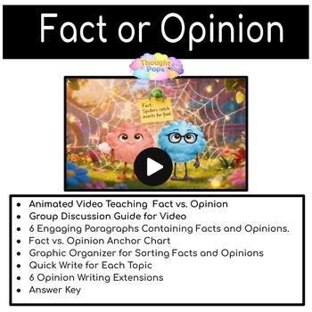 Fact vs Opinion Close Reading/ Opinion Writing with Supporting Opinions/ Video