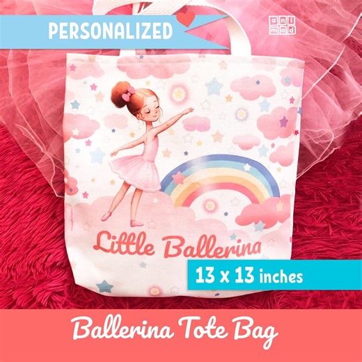 Personalized Ballerina Tote Bag for Girls – Custom Name & Ballerina Ballet Gift – Pink Dance Bag - Etsy