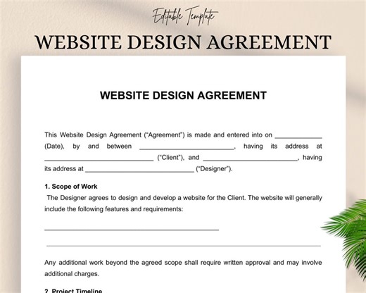 Website Design Agreement Template – Web Designer Client Contract (PDF & DOC) - Etsy