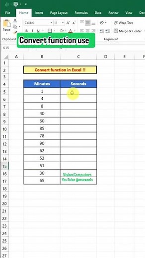 Convert function in Excel ‼️Excel Functions and formulas to convert units #Excel #exceltips