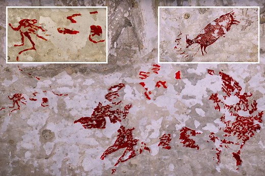 World's oldest cave paintings of hunting scenes scrawled 44,000 years ago found