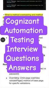 Cognizant Automation Testing Interview Questions | Method Overloading - Overriding#automationtesting