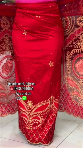 Red affordable luxe ☺️George set 😍😍😍 Price: 92k ✅ This George set can be tailored into any style of your choice Celebrant worthy We deliver as promised ******************* @madamchi_fabrics it’s quality or nothing Give or take we are the best HOW TO ORDER ************** *order via WhatsApp 08087959854 *order via dm (direct message) NOTE:****always call 08087959854 before you visit **** Fabric: 3D silk and net Length: 5 yards wrapper and 1.5 yards blouse *** We are happy to help 08087959854 **